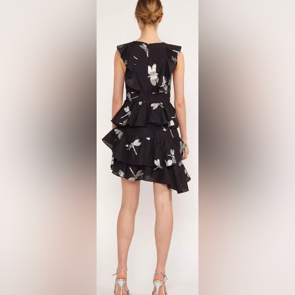 NWT Cynthia Rowley NY Sleeveless Jetset Silver Dragonfly High Low Mini Dress - Picture 8 of 12